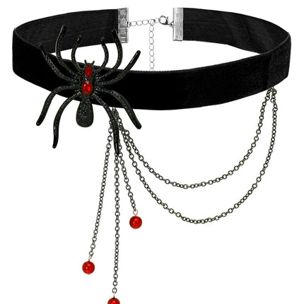 CHOKER SPINDEL MED STRASSTENAR RÖD