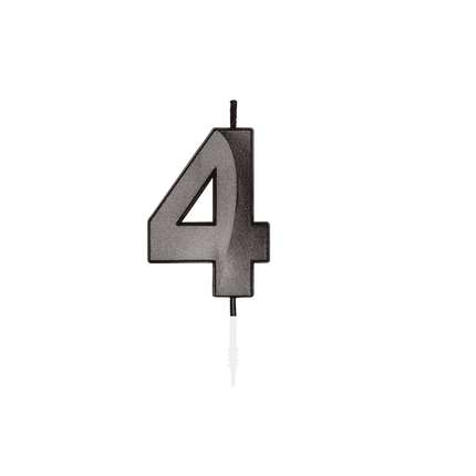 4-års-ljus, svart metallic, 6 cm