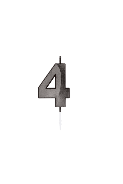 4-års-ljus, svart metallic, 6 cm