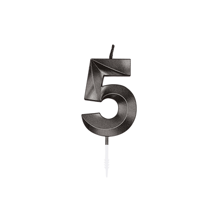 5-års-ljus, svart metallic, 6 cm