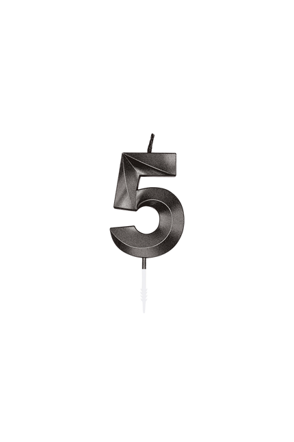 5-års-ljus, svart metallic, 6 cm