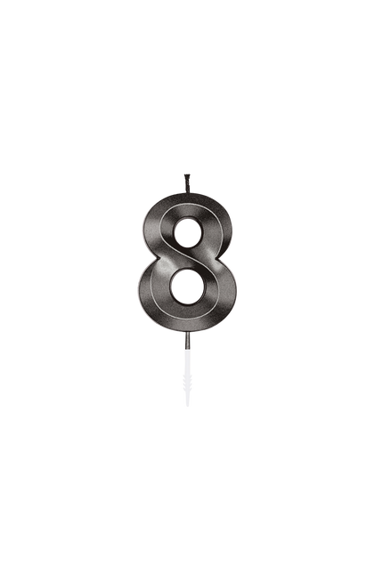 8-års-ljus, svart metallic, 6 cm