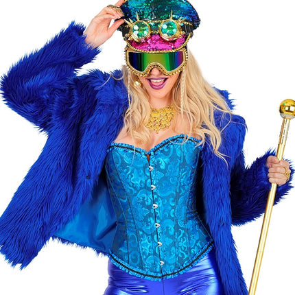 Pälsjacka Plysch Blå Dam