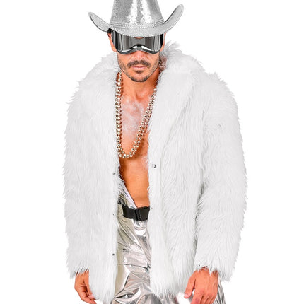 Pälsjacka plysch Vit