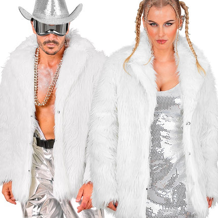 Pälsjacka plysch Vit