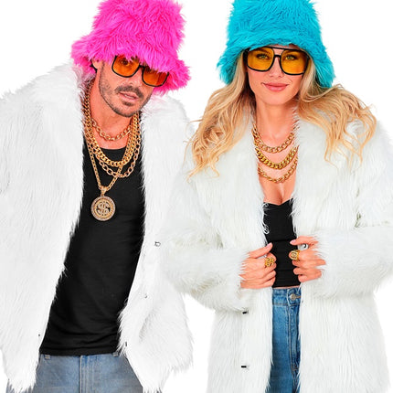 Pälsjacka plysch Vit