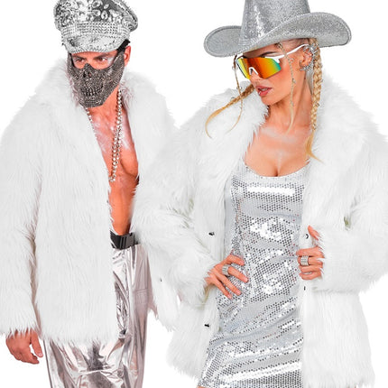 Pälsjacka plysch Vit