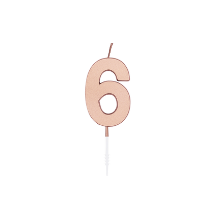 6-års-ljus, roséguld metallic, 4,5 cm
