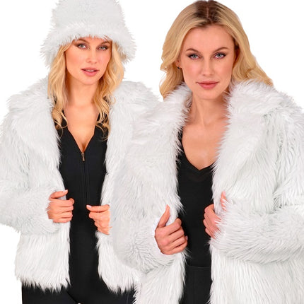 Päls för kvinnor Plysch Vit