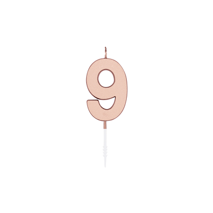 9-års-ljus, roséguld metallic, 4,5 cm
