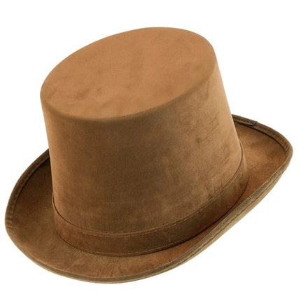 HÖG HATT, VINTAGE, MÖSSLÄDER, BRUN, 15 CM