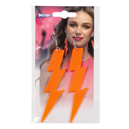 Ett par örhängen i neonorange Flash UV