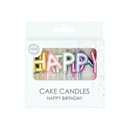 Färgade ljus ”Happy Birthday” i pastellfärger