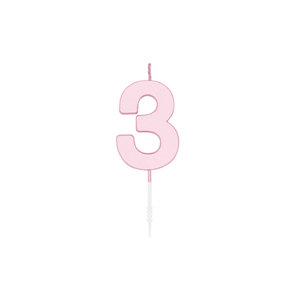 3-års-ljus, rosa pastell, 4,5 cm