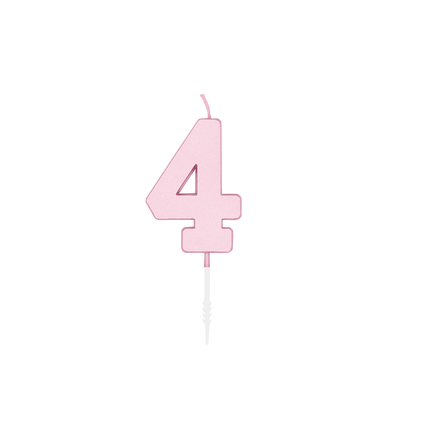 4-års-ljus, rosa pastell, 4,5 cm