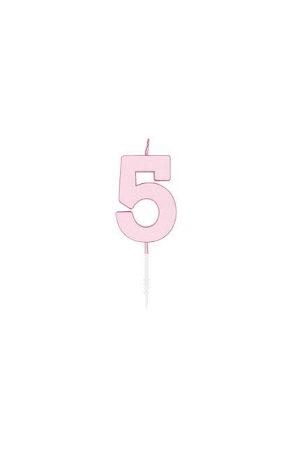 5-års-ljus, rosa pastell, 4,5 cm
