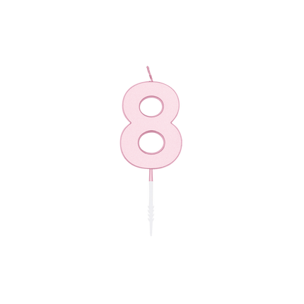 8-års-ljus, rosa pastell, 4,5 cm