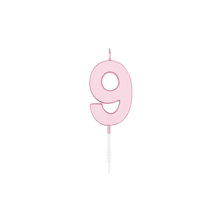 9-års-ljus, rosa pastell, 4,5 cm
