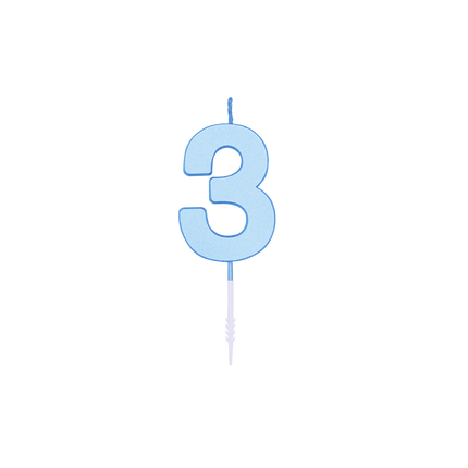 3-års-ljus, blå pastell, 4,5 cm