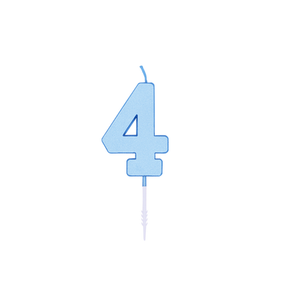 4-års-ljus, blå pastell, 4,5 cm