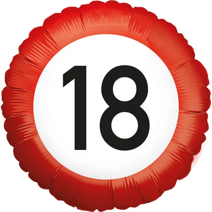 18 år – Heliumballong – Trafikskylt – Tom – 45 cm