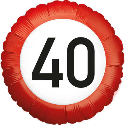 40-årsjubileum – Heliumballong med trafikskylt, tom, 45 cm