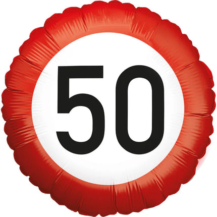 50-årsjubileum – Heliumballong – Trafikskylt – Tom – 45 cm