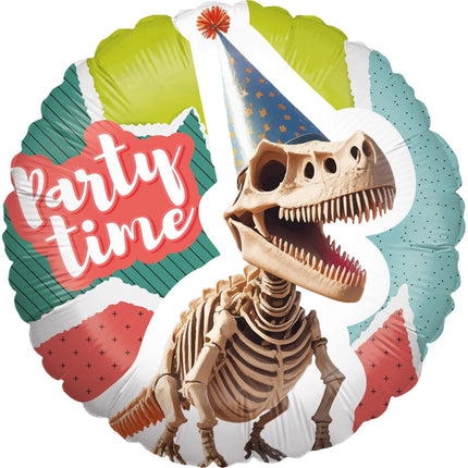 Färgad heliumballong med dinosauriemotiv ”Let’s Party”, tom, 45 cm