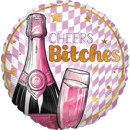 Svensexa – Heliumballong, rosa, ”Cheers”, tom, 45 cm