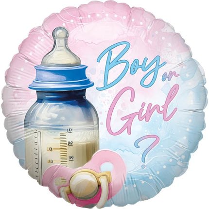Babyshower-ballong med helium, pojke eller flicka, tom, 45 cm