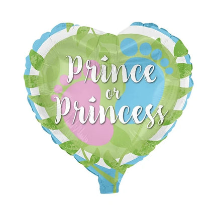 Heliumballong för könsavslöjande, grönt hjärta, ”Price” eller ”Princess”, tom, 78 cm