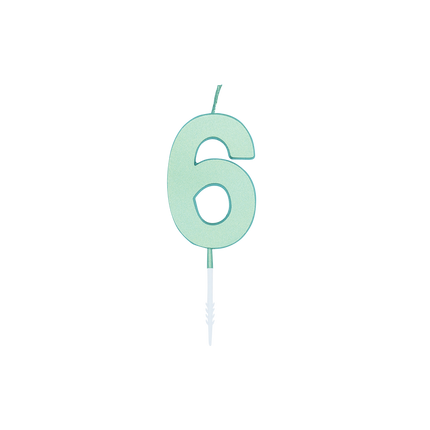 6-års-ljus, mintgrönt, pastell, 4,5 cm