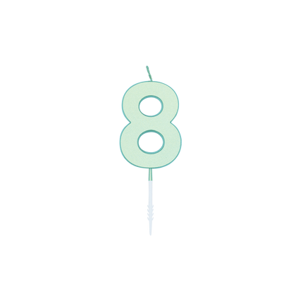 8-års-ljus, mintgrönt, pastell, 4,5 cm