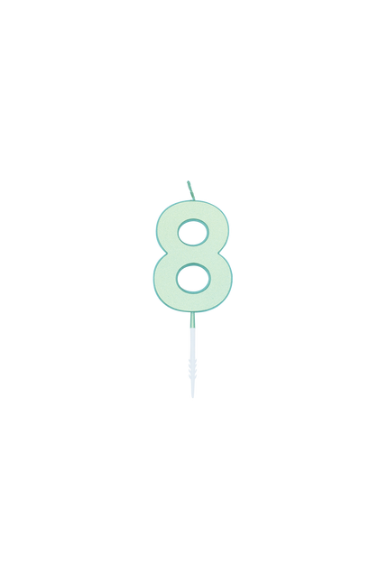 8-års-ljus, mintgrönt, pastell, 4,5 cm
