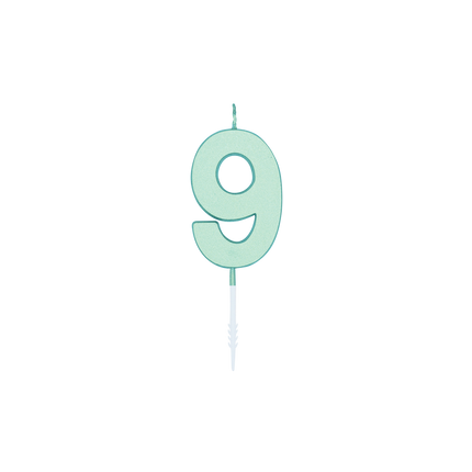 9-års-ljus, mintgrönt, pastell, 4,5 cm