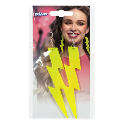 Ett par örhängen i neon-gult Flash UV