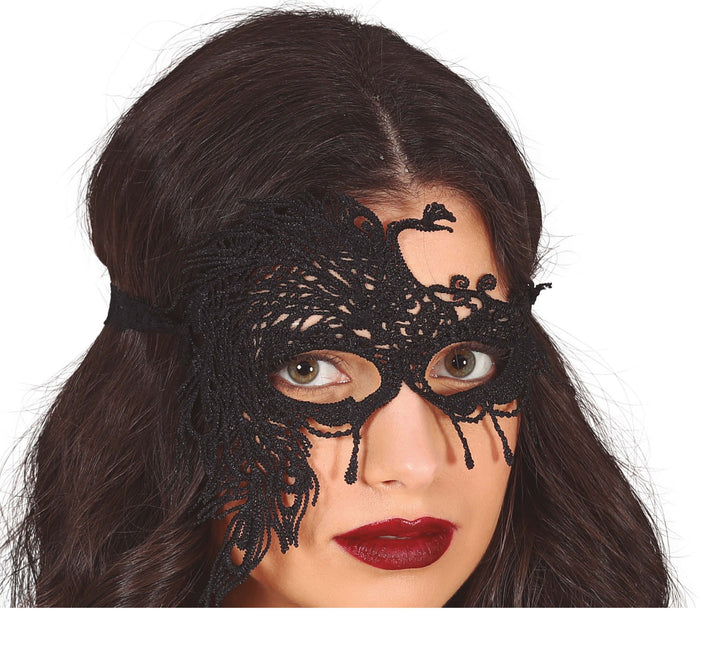 Svart ögonmask spets halv