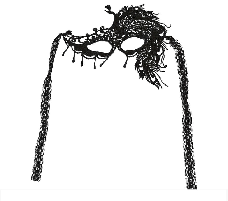 Svart ögonmask spets halv