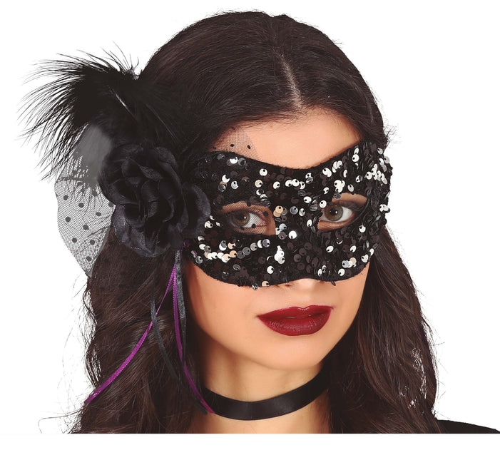 Svart ögonmask blomma paljetter
