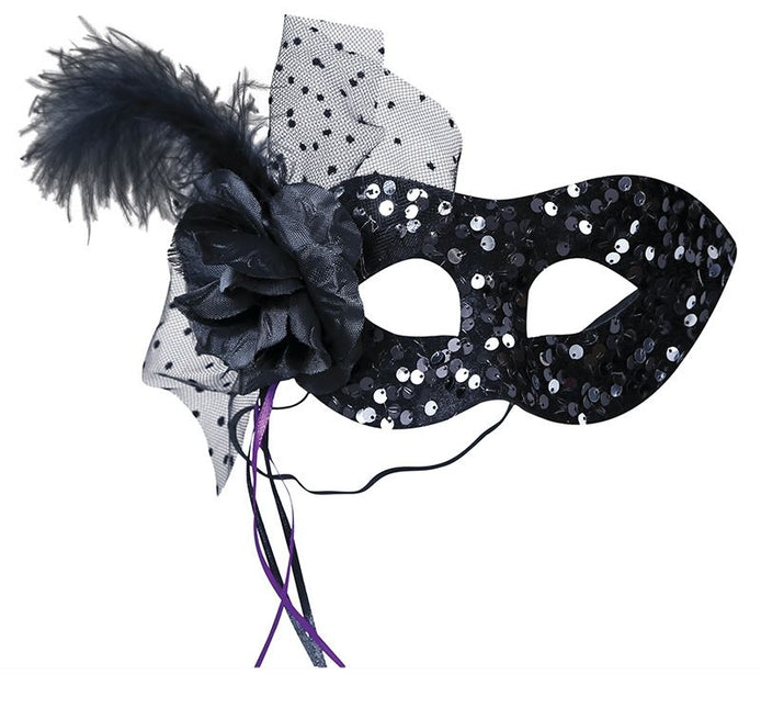 Svart ögonmask blomma paljetter