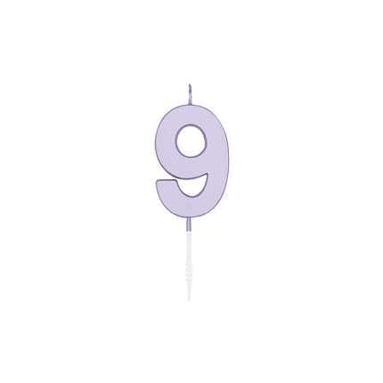 9 ljus, lila pastell, 4,5 cm