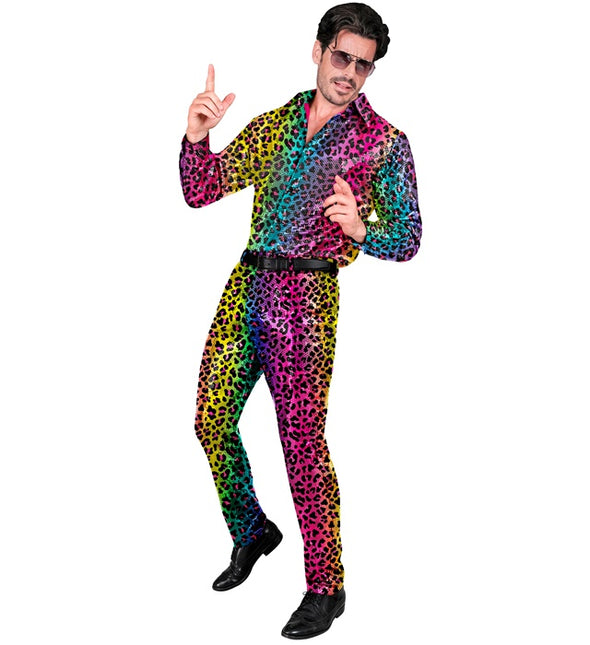 PALJETTBYXOR REGNBÅGE LEOPARD