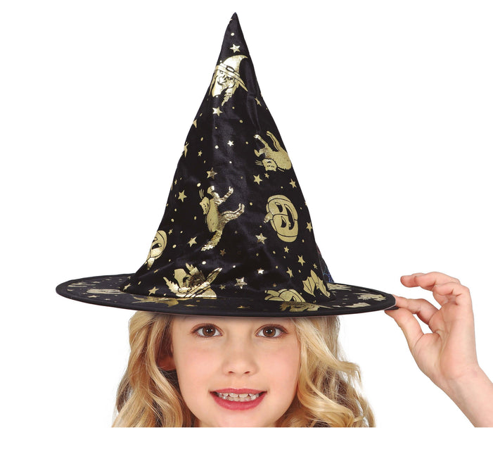 Svart Guld Häxhatt Barn