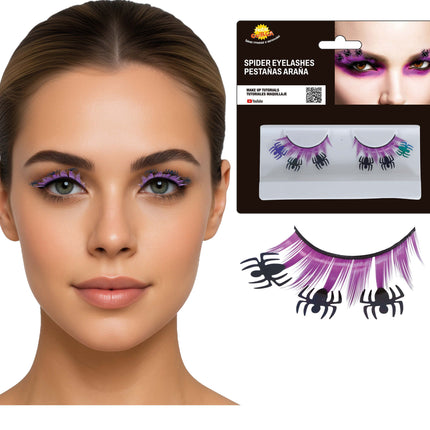 Halloween Nep Wimpers Zwart Spinnen