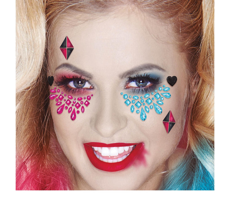 Rosa Blå Face Stickers Smycken