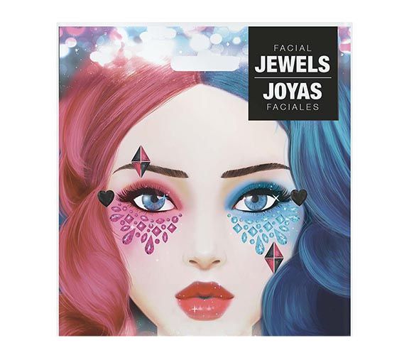 Rosa Blå Face Stickers Smycken