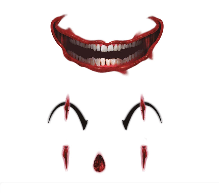 Ansikte klistermärken Clown 30x14 cm