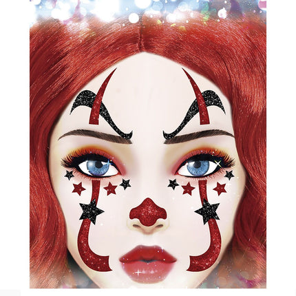 Halloween Face Stickers Clown Glitter 20cm