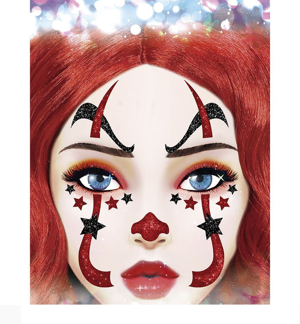 Halloween Face Stickers Clown Glitter 20cm