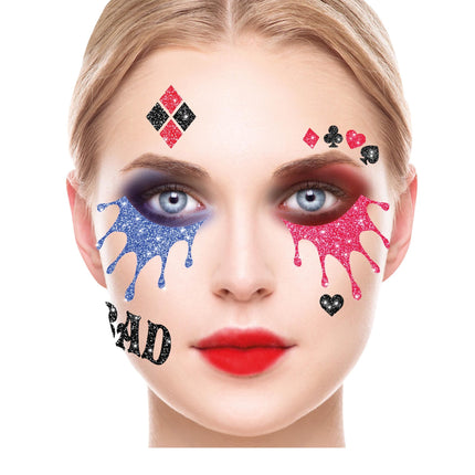 Face Stickers Harley Quinn Glitter 20cm